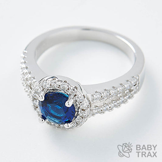 1粒ダイヤリング サファイアカラー 9号 WG 925silver ジルコニア長さ009mm 幅10mm 4RG30