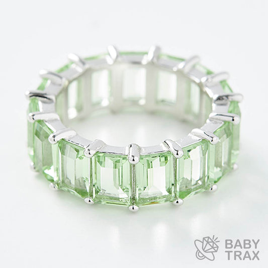 バゲットリング カラーエメラルド 12号 WG 925silver ジルコニア長さ011mm 幅3mm 4RG32