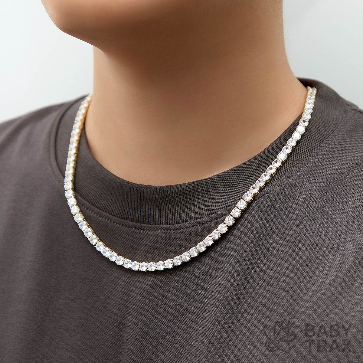 テニスチェーン ネックレス YG 925silver ジルコニア長さ510mm 幅5mm 4TN13