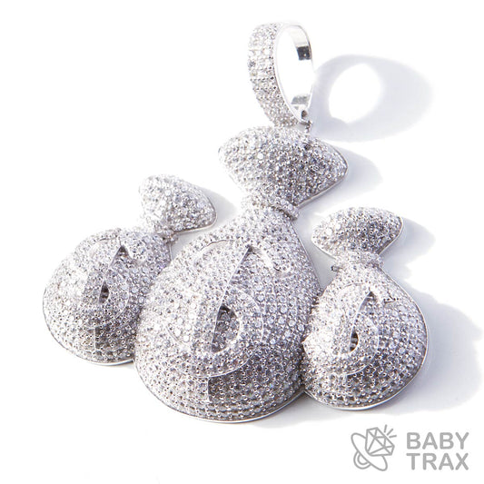 ドル袋トリプルネックレストップ ホワイトゴールド ペンダントトップ BT0226