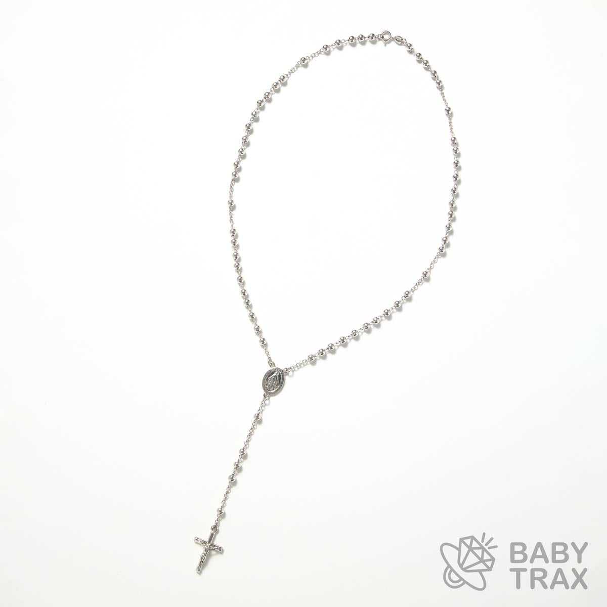 ロザリオネックレス WGメッキ シルバー 925 33㎝ 15g BT0454