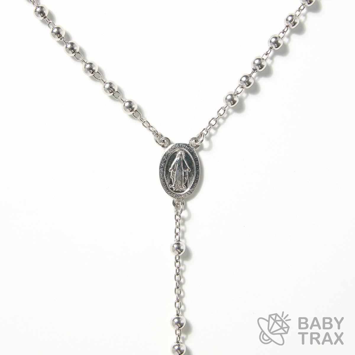 ロザリオネックレス WGメッキ シルバー 925 33㎝ 15g BT0454