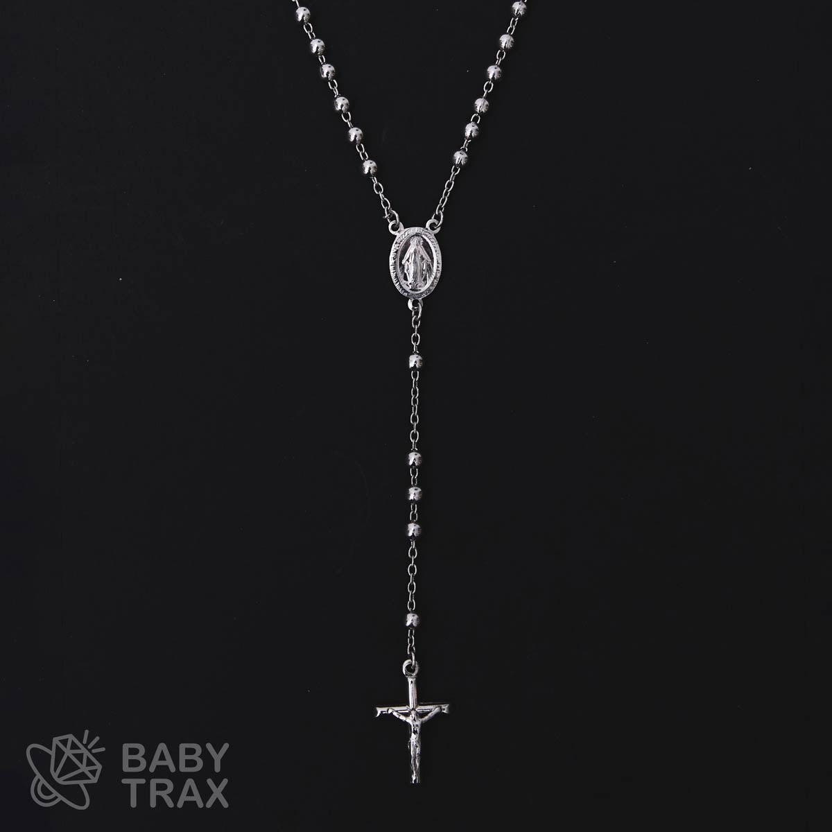 ロザリオネックレス WGメッキ シルバー 925 33㎝ 15g BT0454