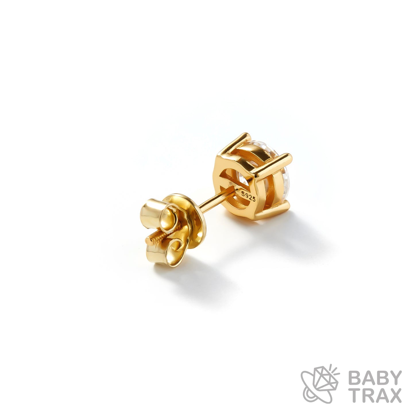 BABY シルバー925 モアサ 一粒ピアスYGメッキ JH01PC04【両耳セット】