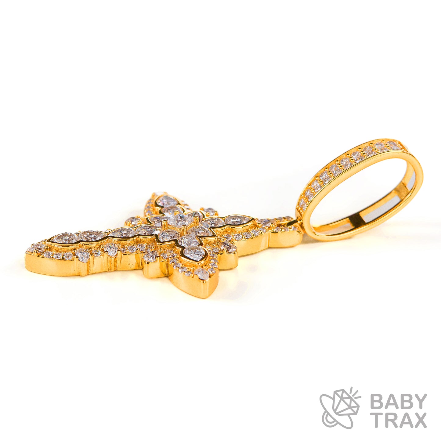 BABY シルバー925 モアサナイト クロスペンダントトップ YG