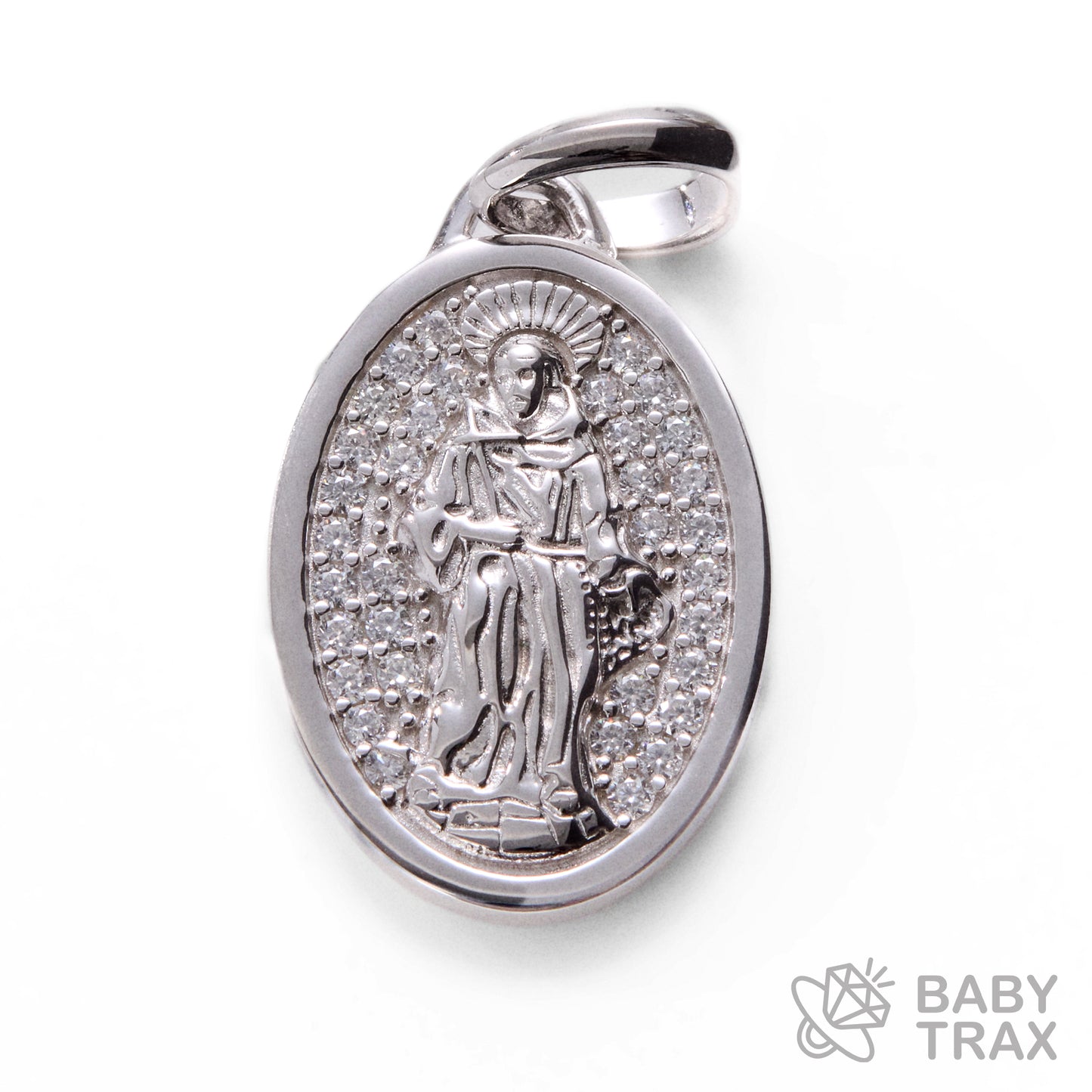 BABY シルバー925 モアサナイト ジーザスメダルペンダントトップ WG