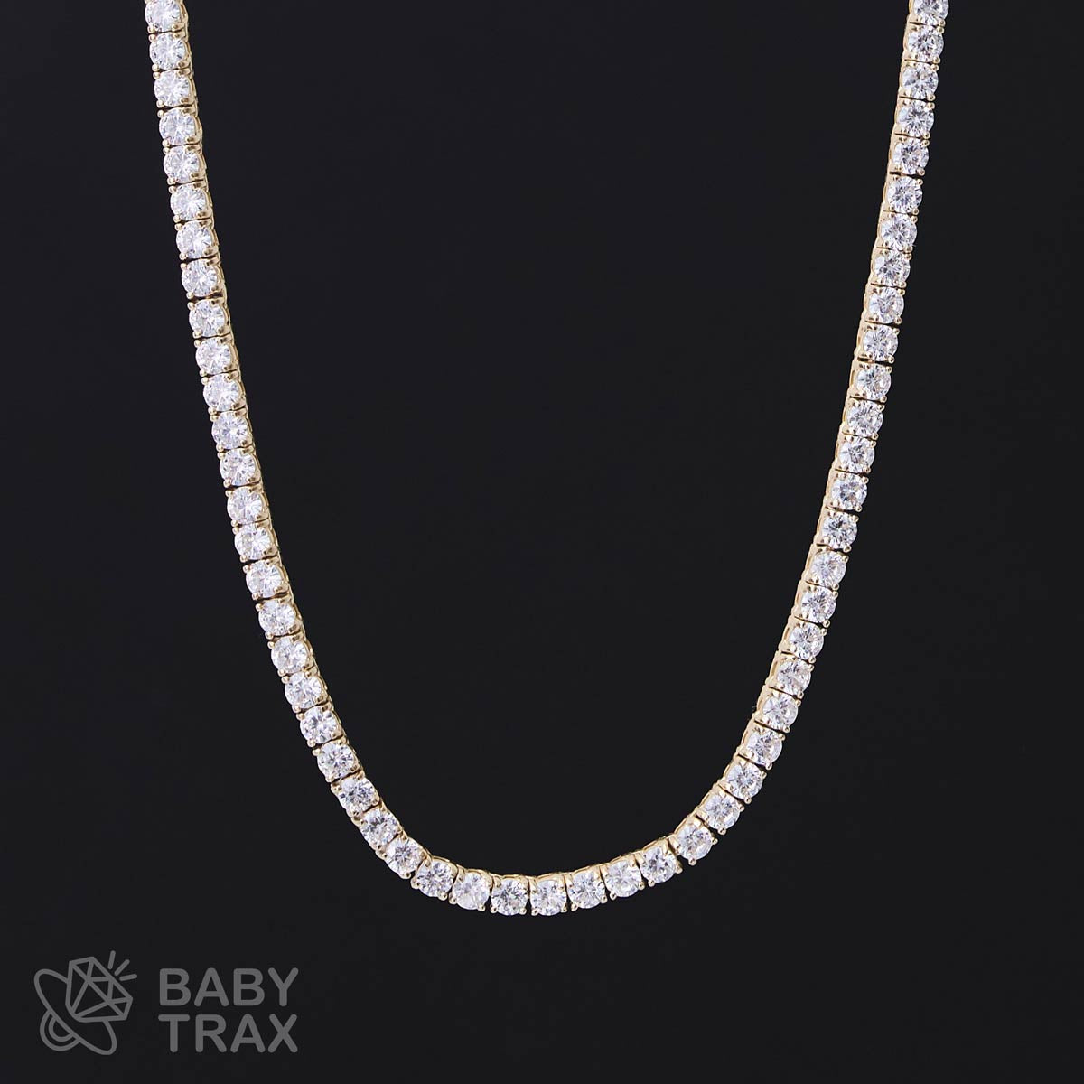 シルバー925 ジルコニア テニスネックレス 4mm 45.5cm YGメッキ 05G2TN