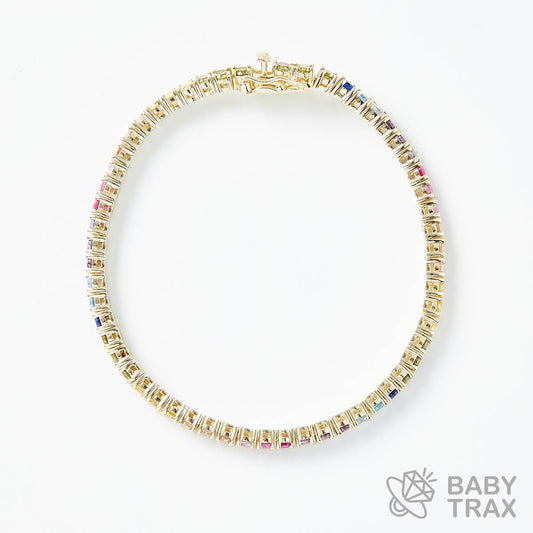 マルチカラーテニスブレス YG 925silver ジルコニア長さ180mm 幅3mm 4BL2