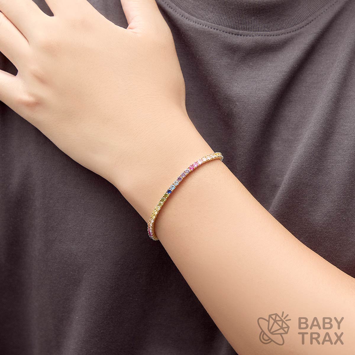 マルチカラーテニスブレス YG 925silver ジルコニア長さ180mm 幅3mm 4BL2