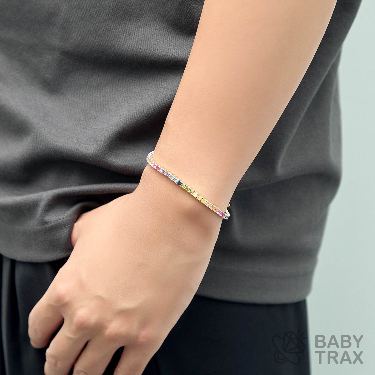 マルチカラーテニスブレス YG 925silver ジルコニア長さ180mm 幅3mm 4BL2