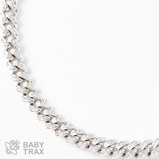 マイアミチェーンネックレス WG 925silver ジルコニア長さ415mm 幅6mm 4MC5