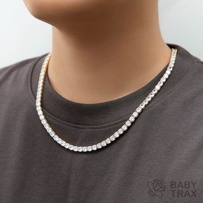 テニスチェーン ネックレス YG 925silver ジルコニア長さ510mm 幅5mm 4TN13