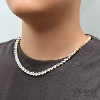 テニスチェーン ネックレス YG 925silver ジルコニア長さ460mm 幅7mm 4TN14