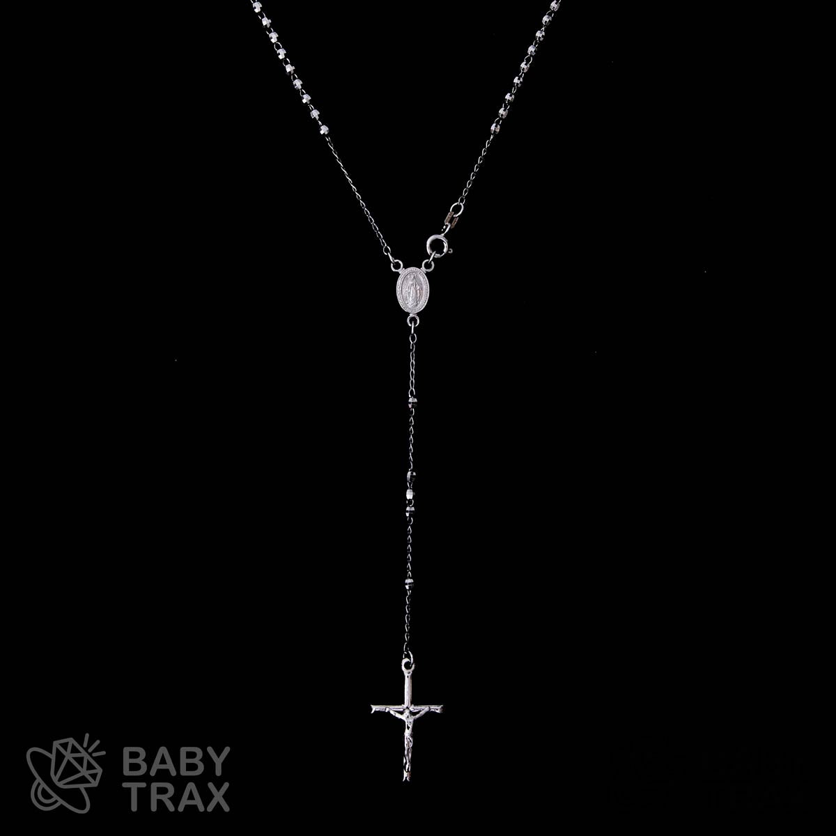 ロザリオネックレス  WGメッキ シルバー 925 34㎝  7ｇ BT0371