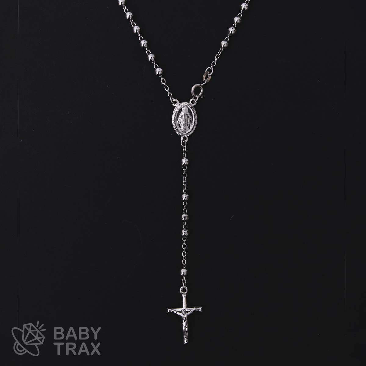 ロザリオネックレス  WGメッキ シルバー 925 33㎝  14ｇ BT0453