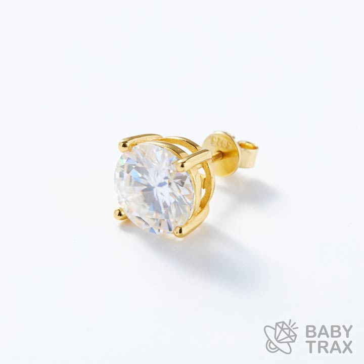 BABY シルバー925 モアサ 一粒ピアスYGメッキ JH01PC08【両耳用】ピアスセット