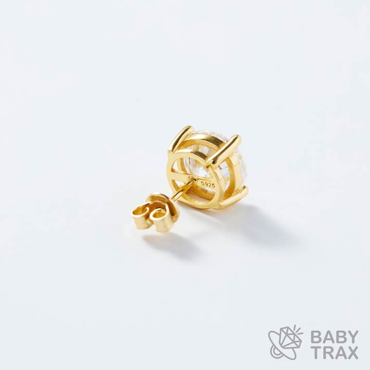 BABY シルバー925 モアサ 一粒ピアスYGメッキ JH01PC08【両耳用】ピアスセット