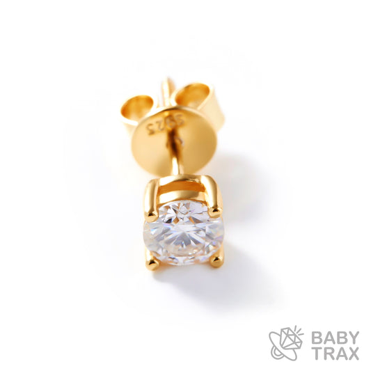 BABY シルバー925 モアサ 一粒ピアスYGメッキ JH01PC02【両耳セット】