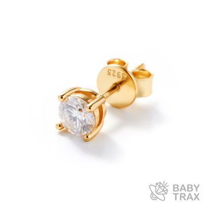 BABY シルバー925 モアサ 一粒ピアスYGメッキ JH01PC02【両耳セット】