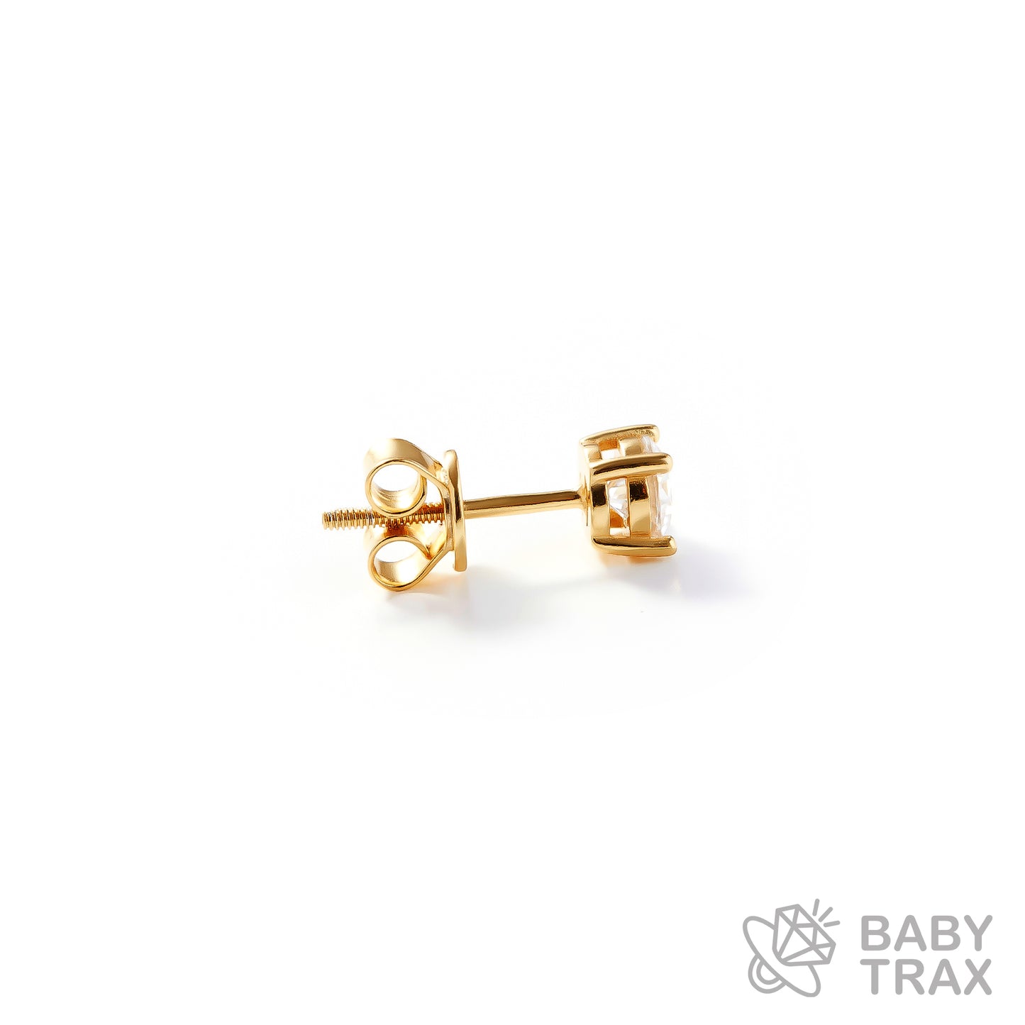 BABY シルバー925 モアサ 一粒ピアスYGメッキ JH01PC02【両耳セット】