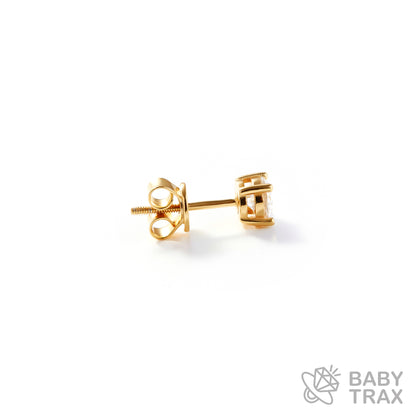 BABY シルバー925 モアサ 一粒ピアスYGメッキ JH01PC02【両耳セット】