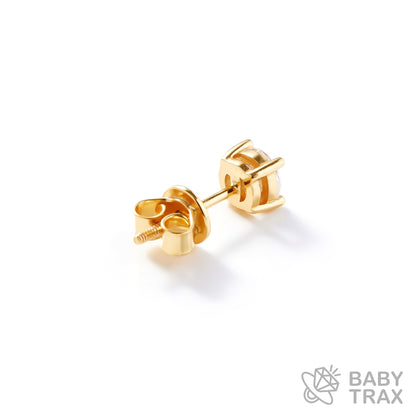 BABY シルバー925 モアサ 一粒ピアスYGメッキ JH01PC02【両耳セット】