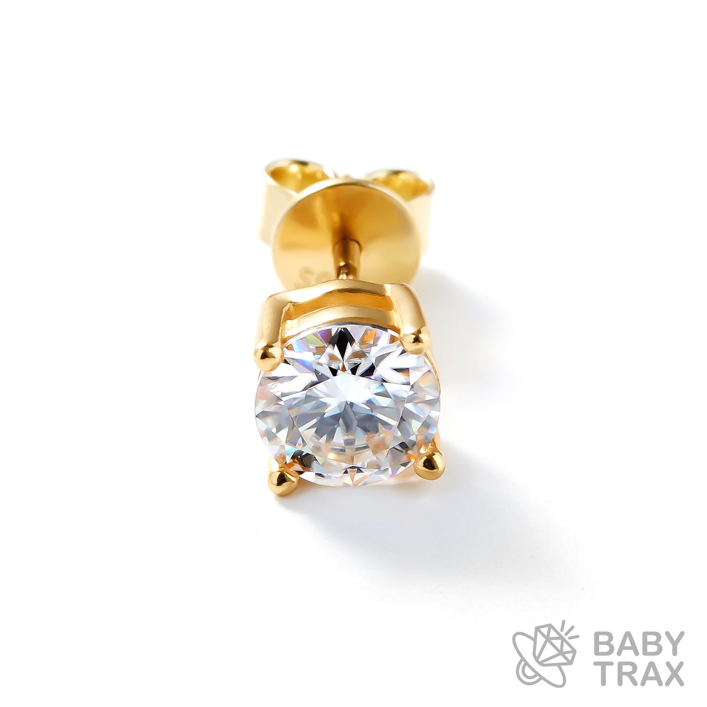 BABY シルバー925 モアサ 一粒ピアスYGメッキ JH01PC04【両耳セット】