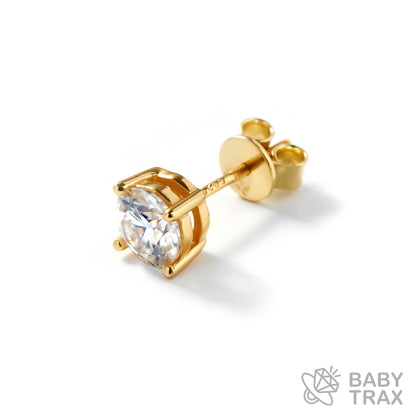 BABY シルバー925 モアサ 一粒ピアスYGメッキ JH01PC04【両耳セット】