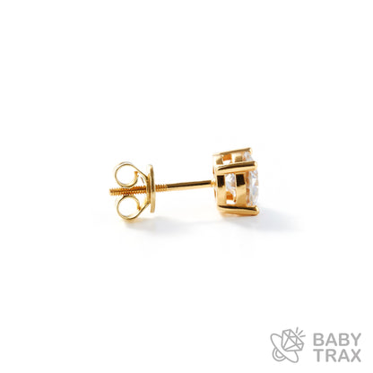 BABY シルバー925 モアサ 一粒ピアスYGメッキ JH01PC04【両耳セット】