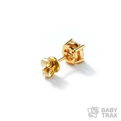 BABY シルバー925 モアサ 一粒ピアスYGメッキ JH01PC04【両耳セット】