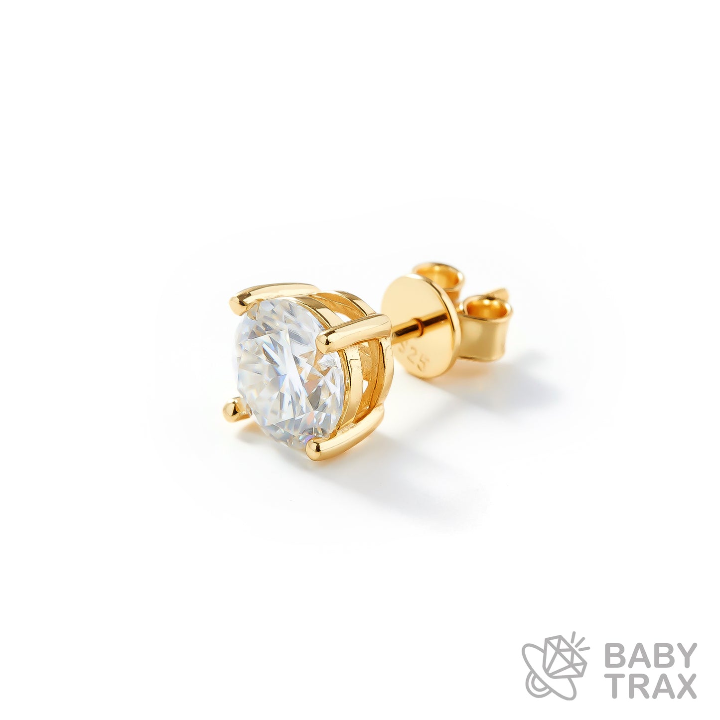 BABY シルバー925 モアサ 一粒ピアスYGメッキ JH01PC06【両耳用】ピアスセット