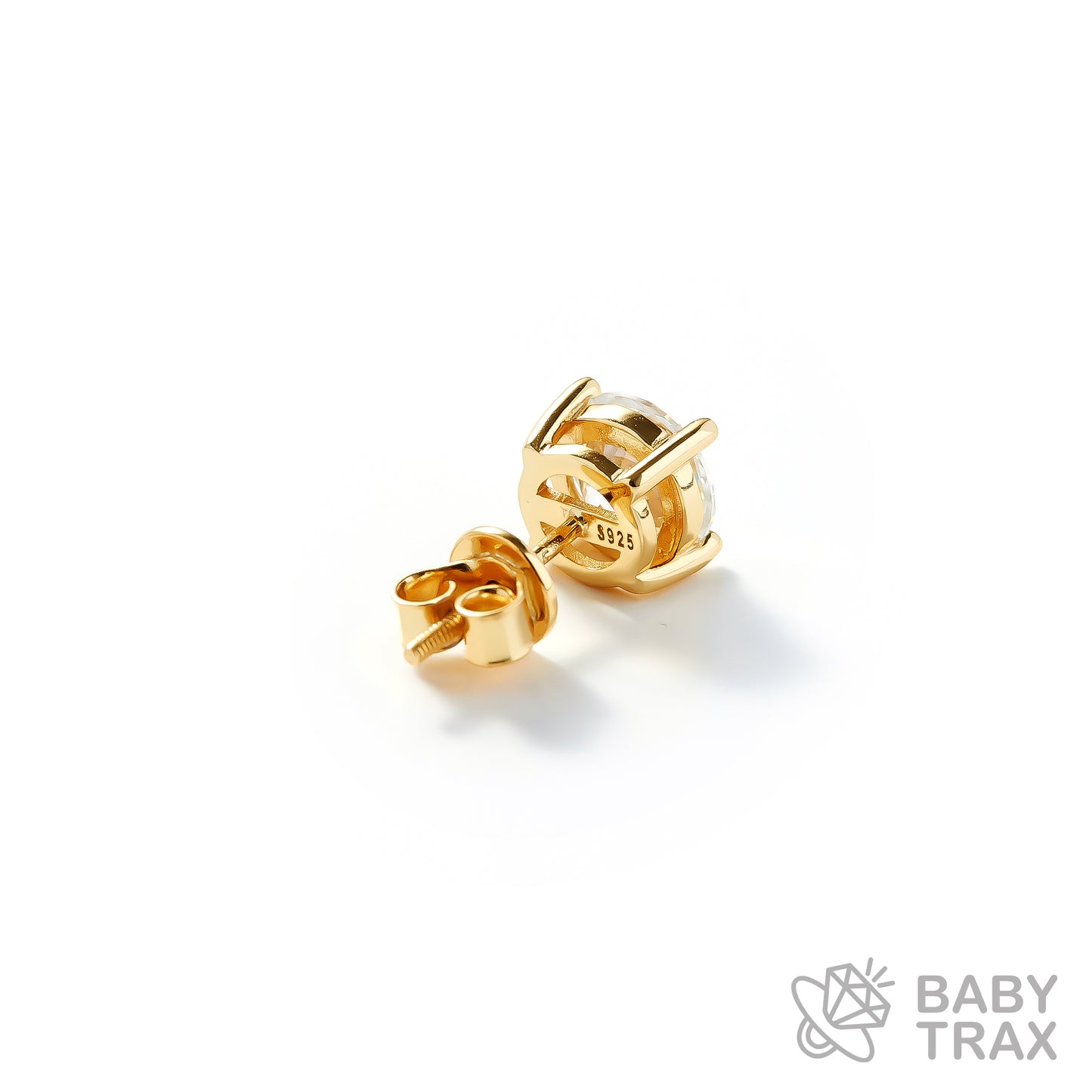 BABY シルバー925 モアサ 一粒ピアスYGメッキ JH01PC06【両耳用】ピアスセット