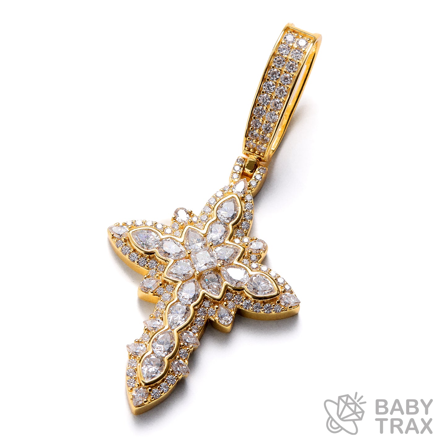 BABY シルバー925 モアサナイト クロスペンダントトップ　YG