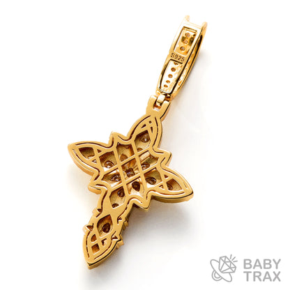 BABY シルバー925 モアサナイト クロスペンダントトップ　YG