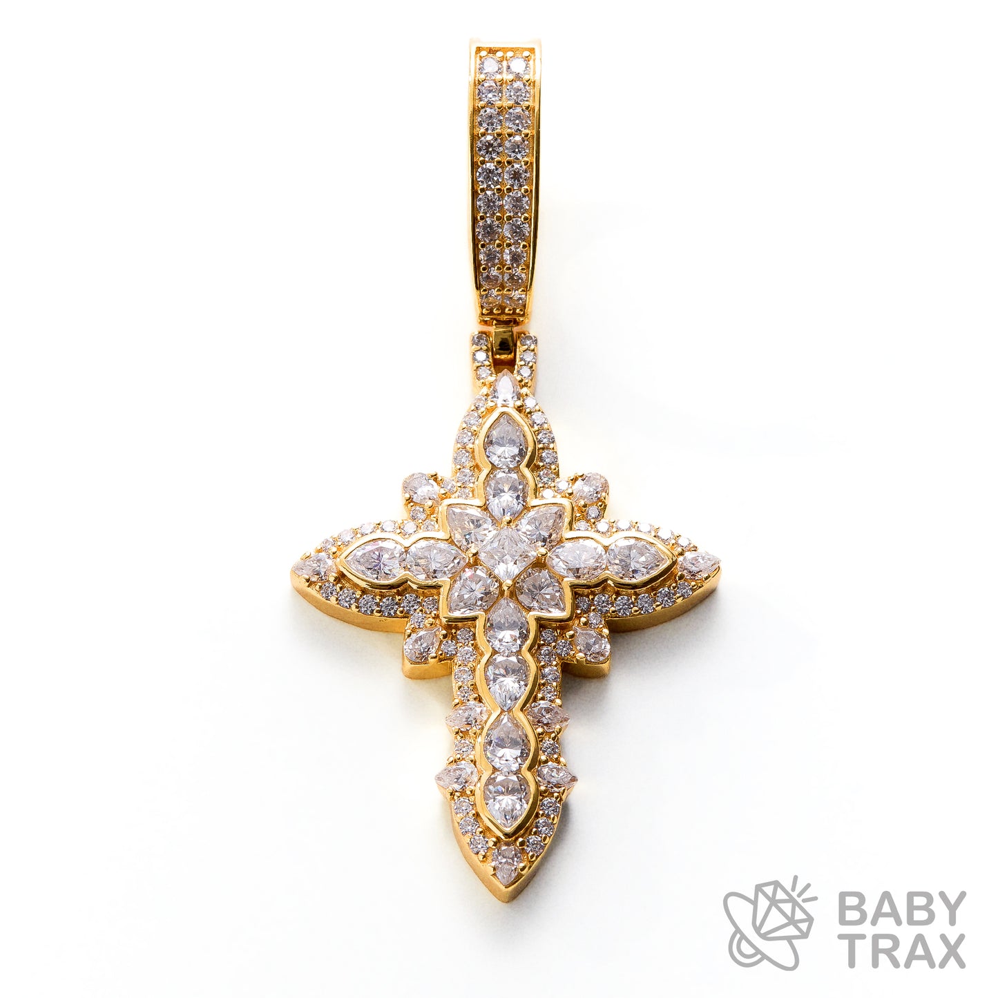 BABY シルバー925 モアサナイト クロスペンダントトップ　YG