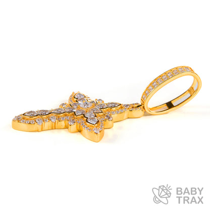 BABY シルバー925 モアサナイト クロスペンダントトップ　YG