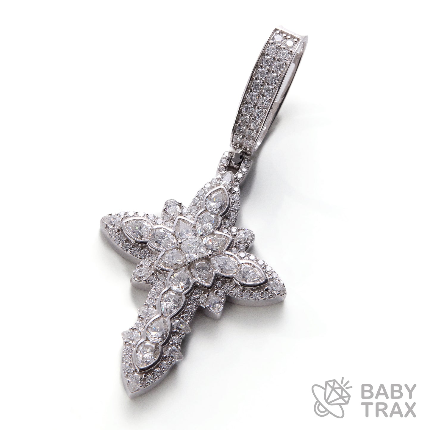 BABY シルバー925 モアサナイト クロスペンダントトップ　WG