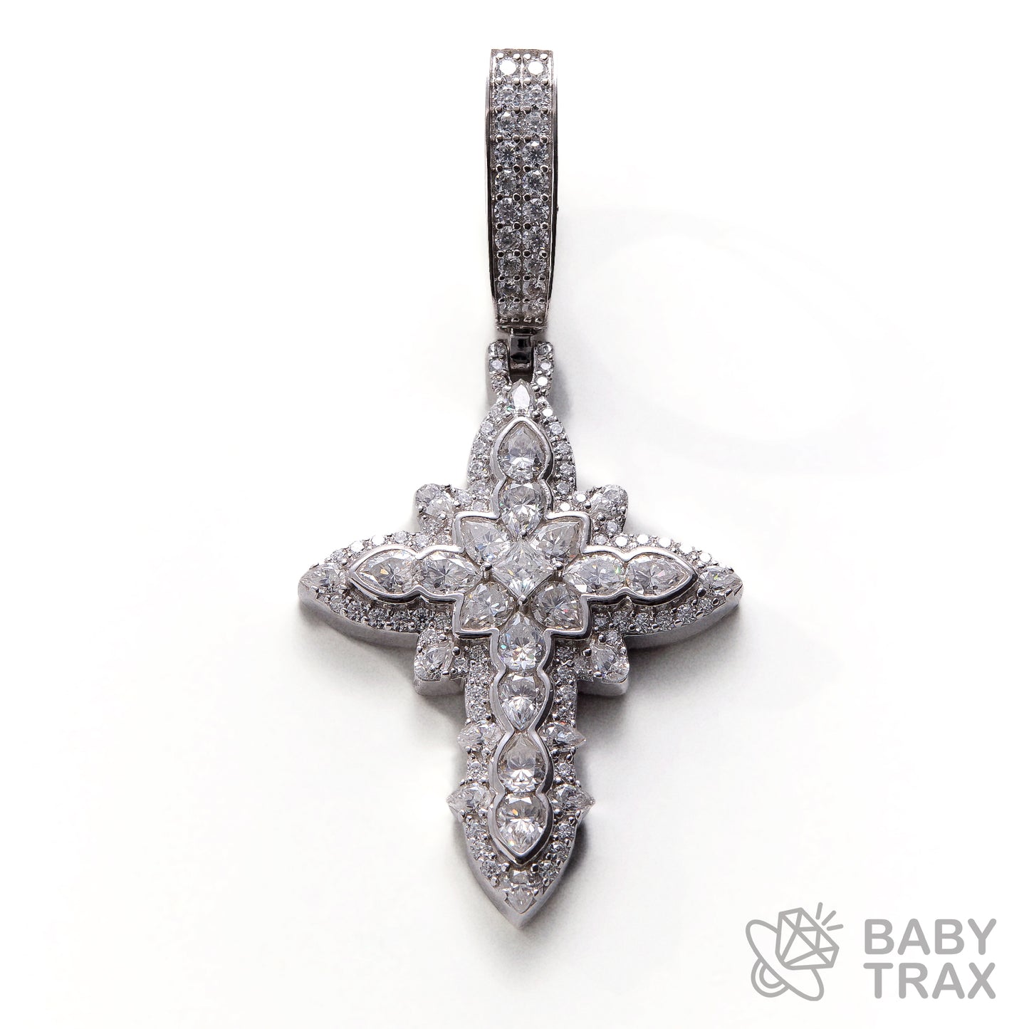 BABY シルバー925 モアサナイト クロスペンダントトップ　WG