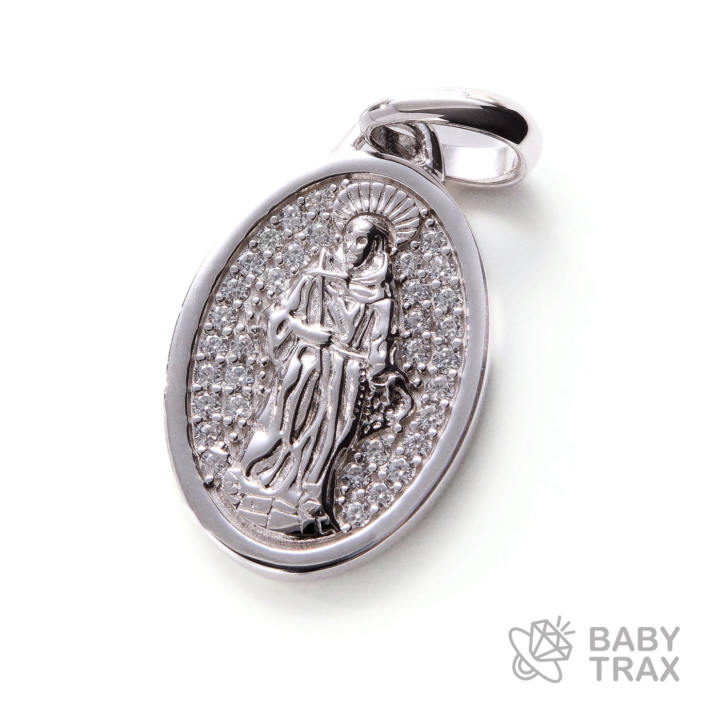 BABY シルバー925 モアサナイト 　ジーザスメダルペンダントトップ　WG