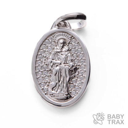 BABY シルバー925 モアサナイト 　ジーザスメダルペンダントトップ　WG