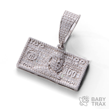 BABY シルバー925 モアサナイト 　ドル札ペンダントトップ　WG