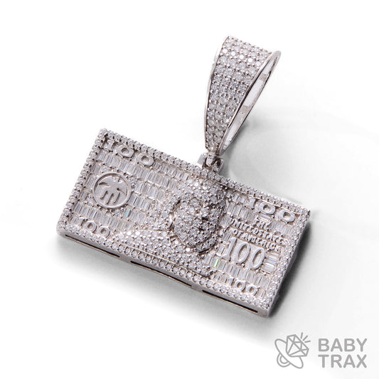 BABY シルバー925 モアサナイト 　ドル札ペンダントトップ　WG