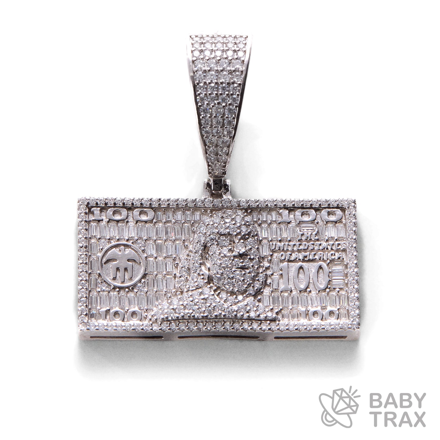 BABY シルバー925 モアサナイト 　ドル札ペンダントトップ　WG