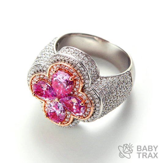 BABY シルバー925 モアサ  リング　クローバー　ピンク